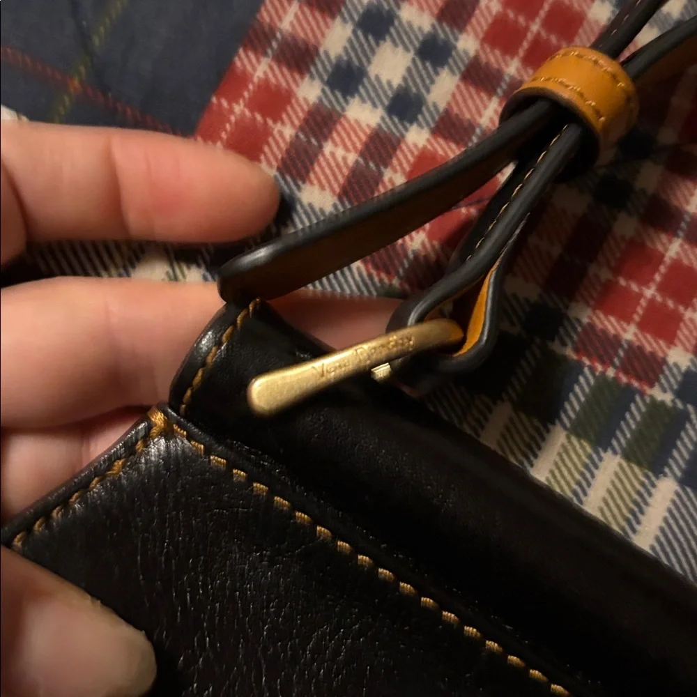 Vera Bradley black leather saddle Bag - Picture 2 of 9